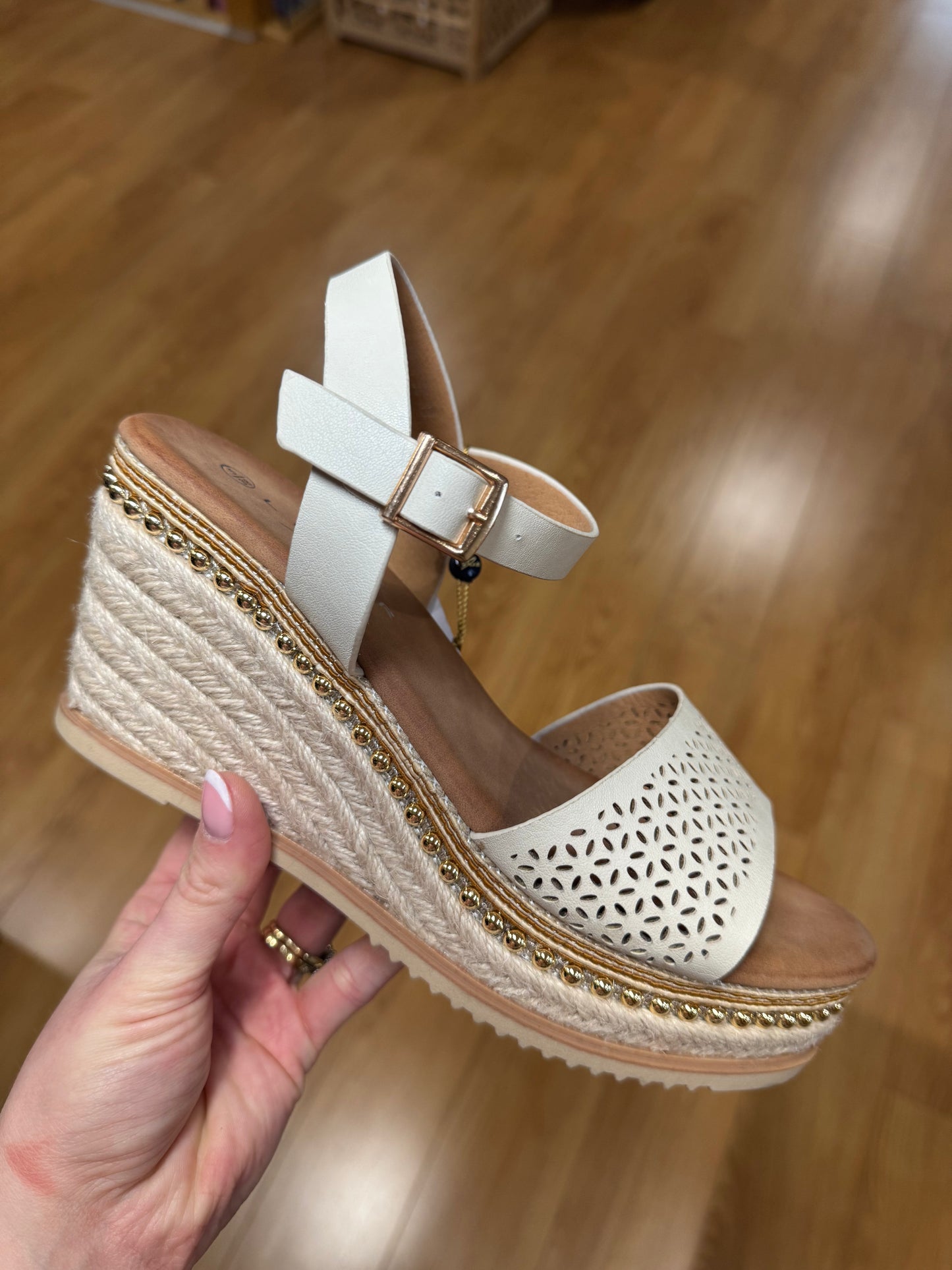 Lunar Anya Beige Wedge Sandal