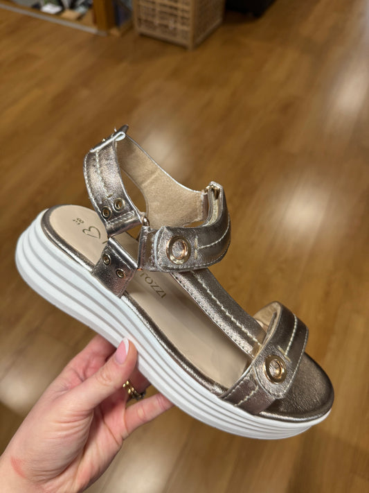 Marco Tozzi Platinum Platform Sandal