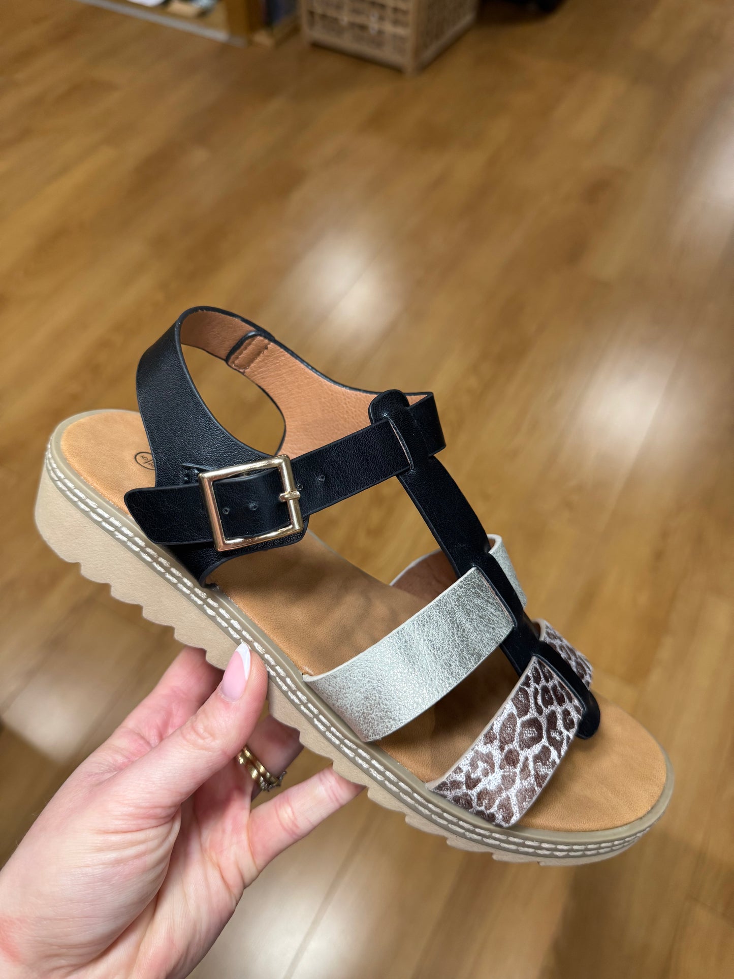 Lunar Jayla Black Animal Sandal