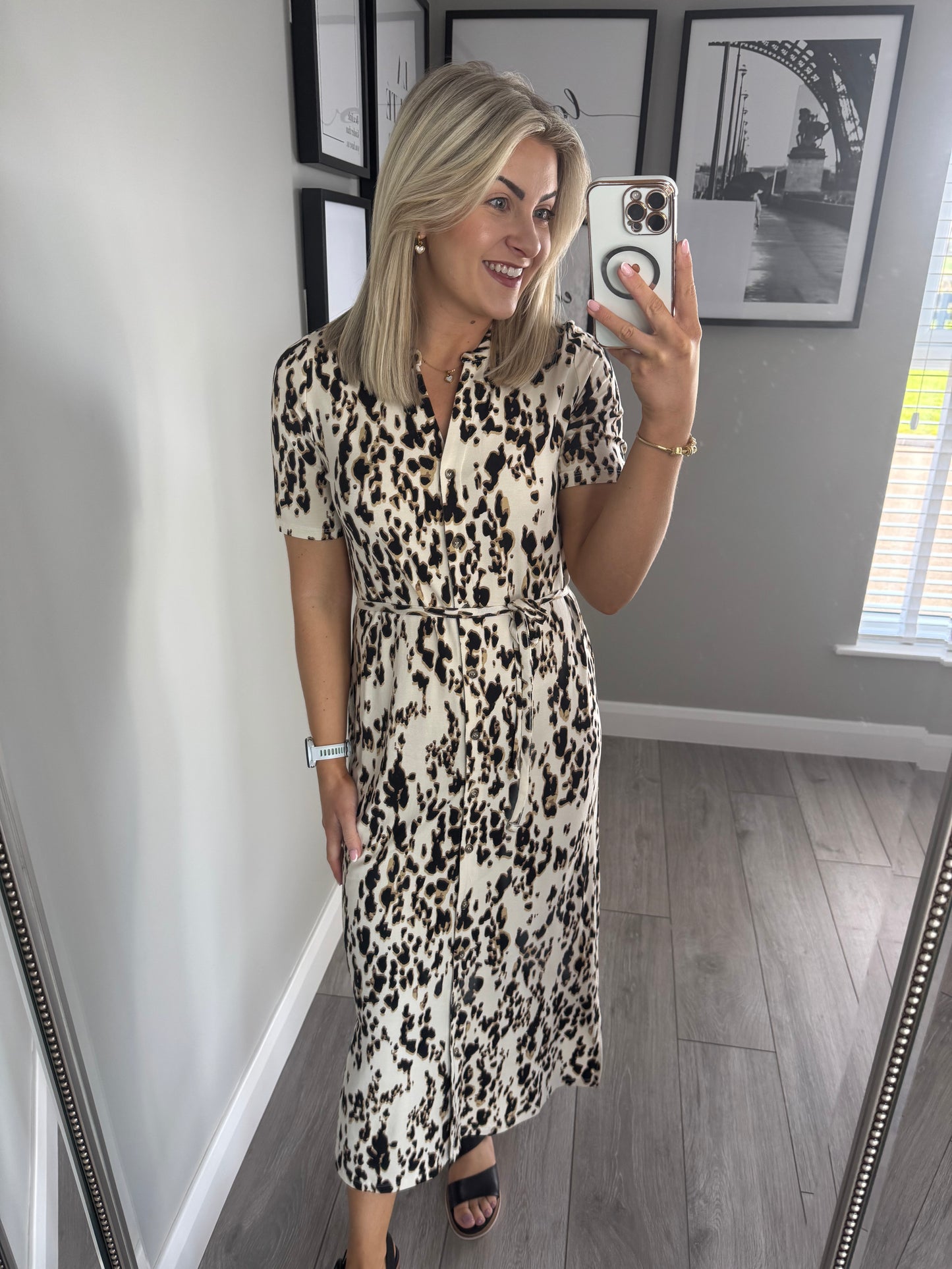 Yest Beige Animal Print Dress