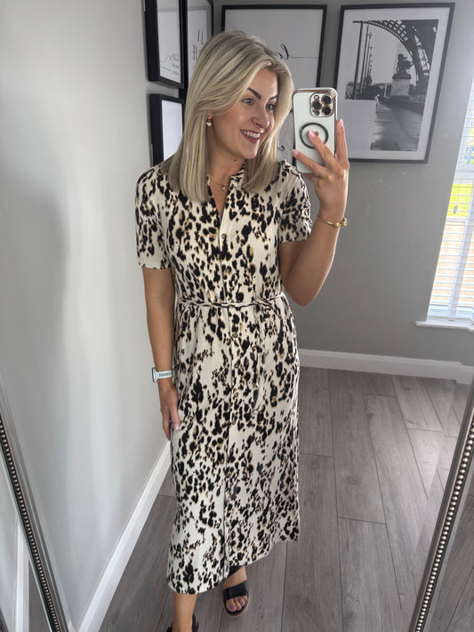 Yest Beige Animal Print Dress