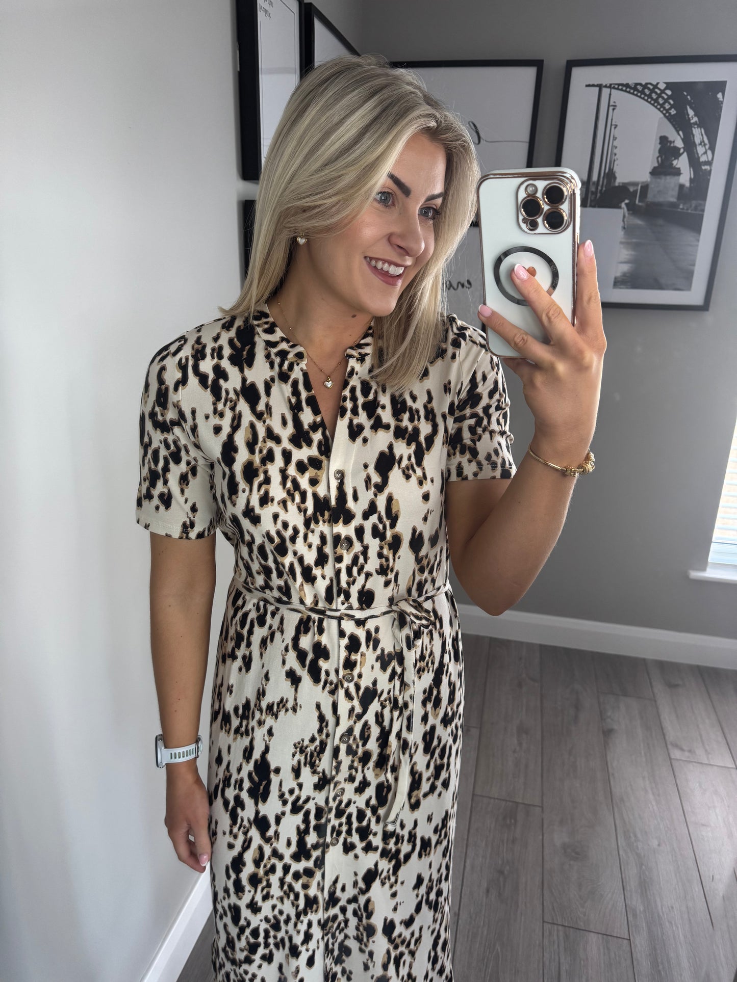 Yest Beige Animal Print Dress