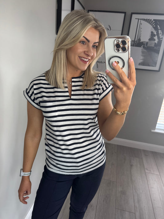 Freequent Navy Striped Tee