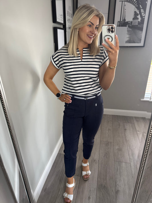 Pinns Navy Stripe 7/8 Trousers