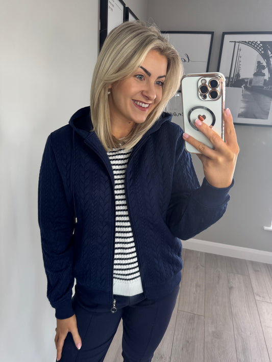 Navy Zip Hooded Jacket