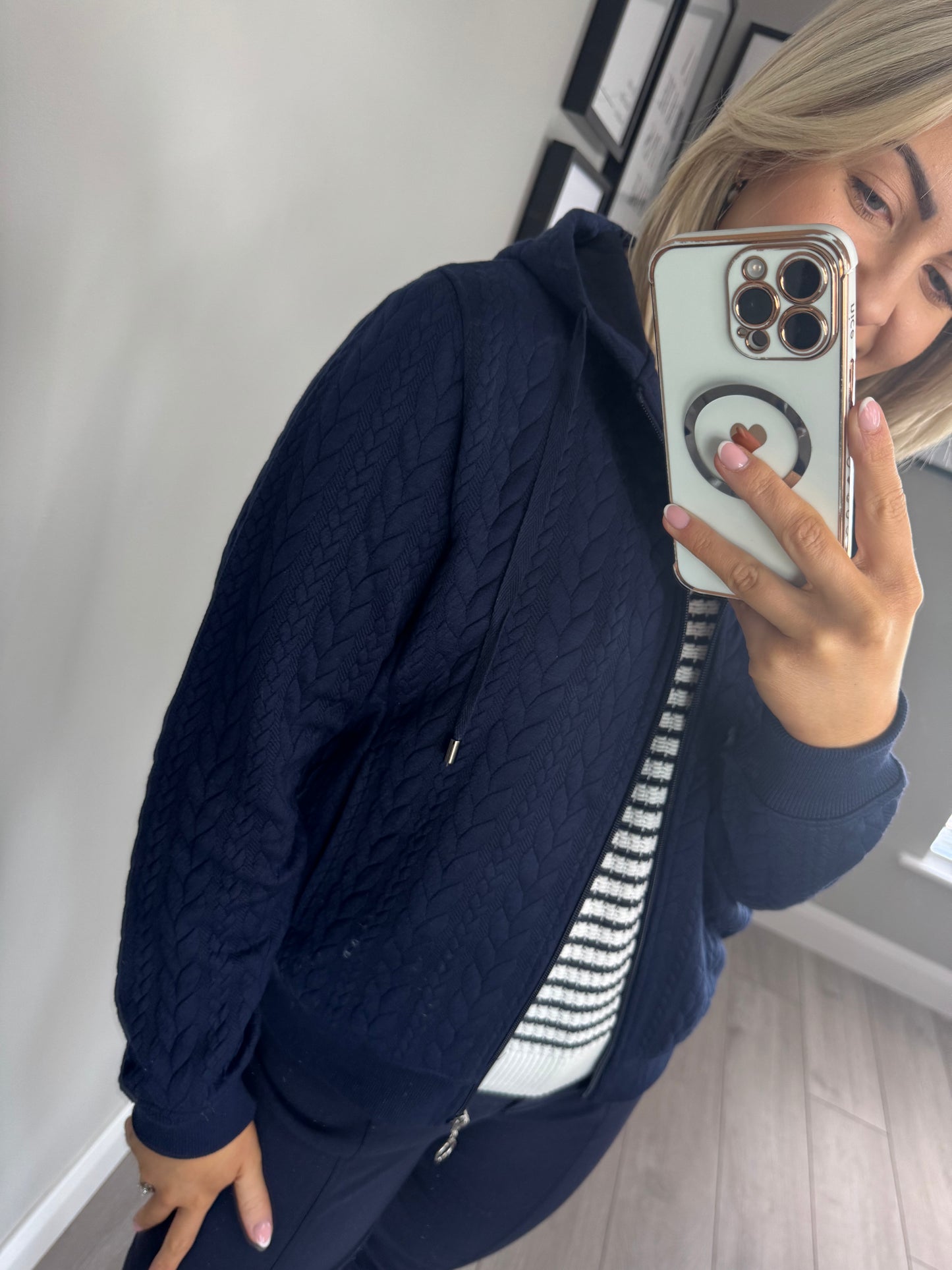 Navy Zip Hooded Jacket