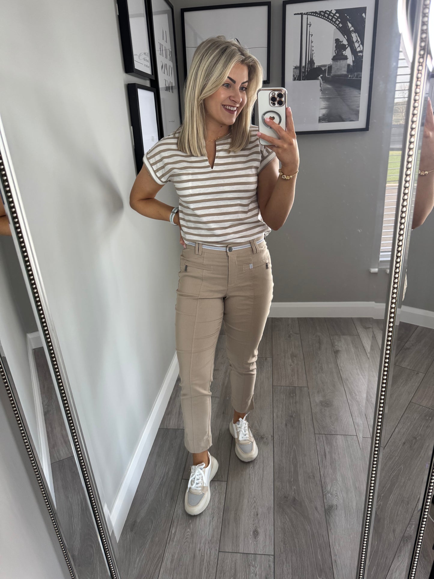 Pinns Latte Stripe 7/8 Trousers