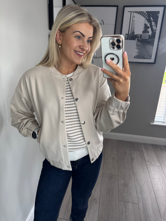 Freequent Beige Bomber Jacket