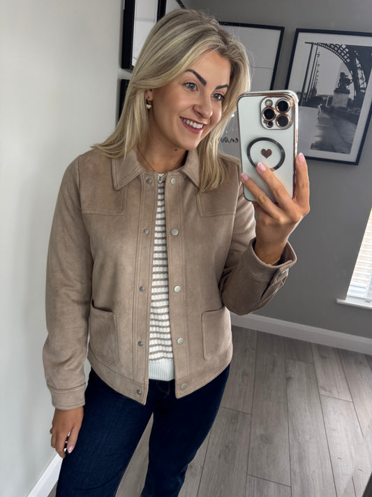 Mudflower Beige Suedette Jacket