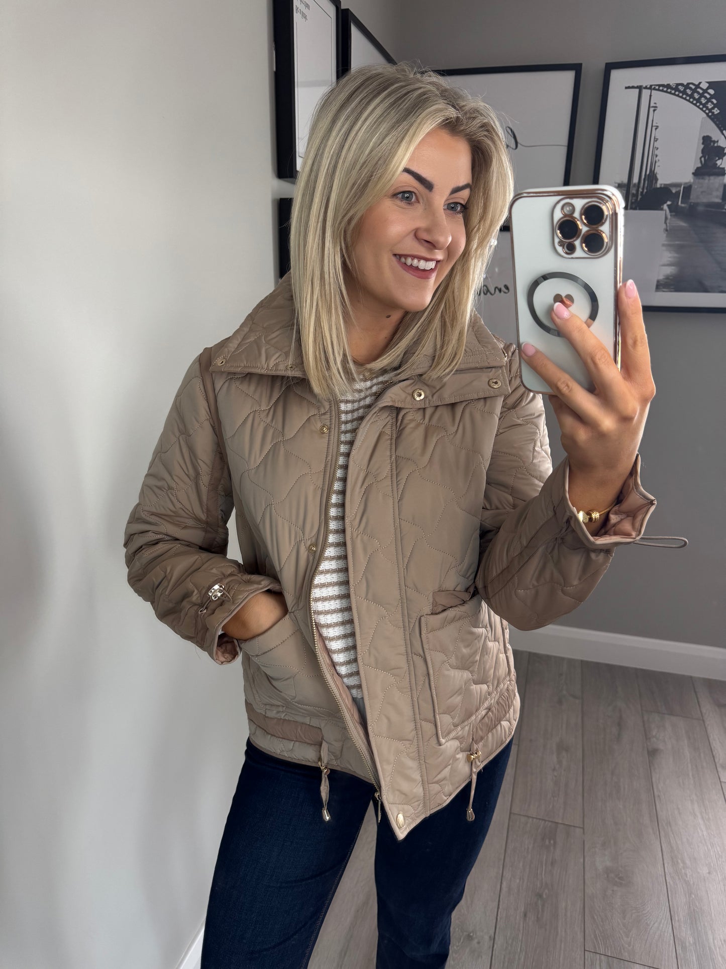 Beige Quilted Coat