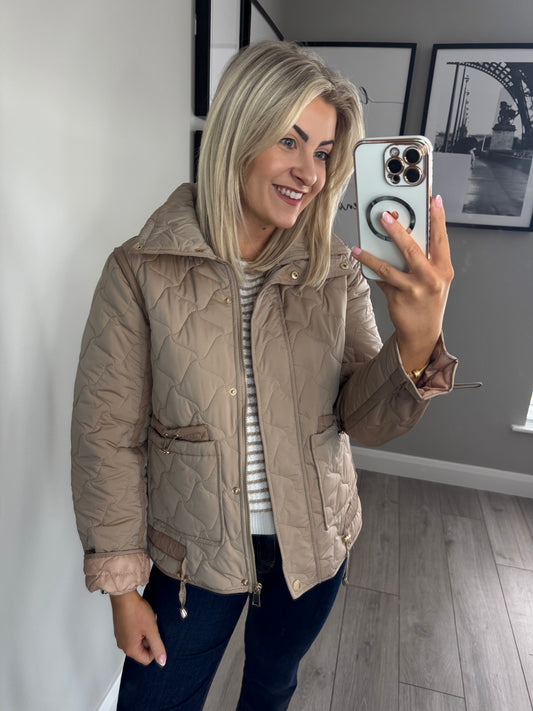 Beige Quilted Coat
