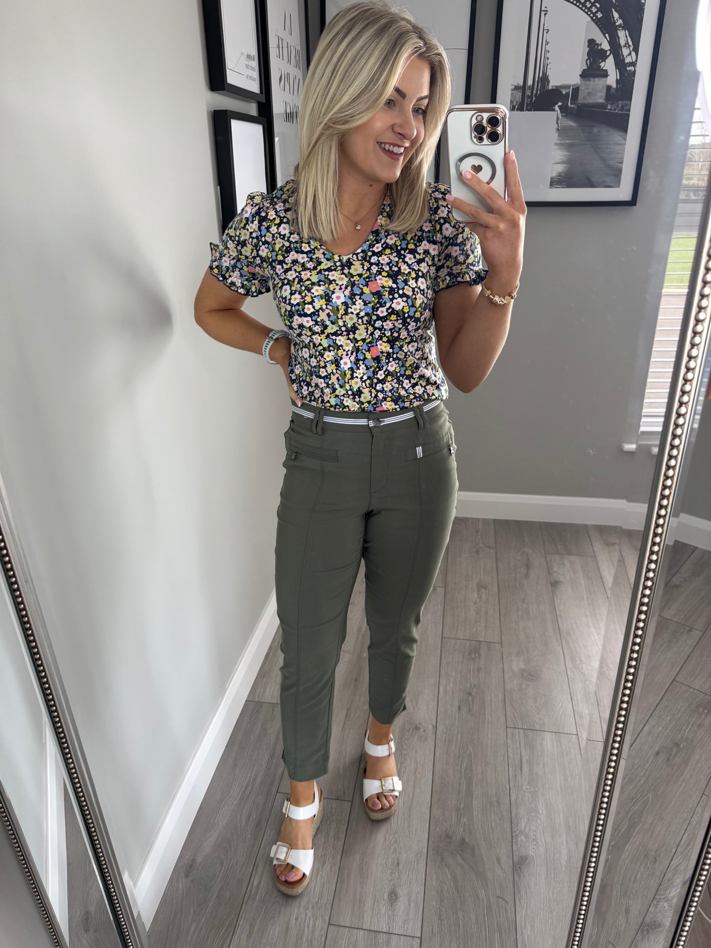 Pinns Khaki Stripe 7/8 Trousers