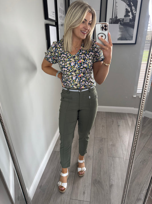 Pinns Khaki Stripe 7/8 Trousers
