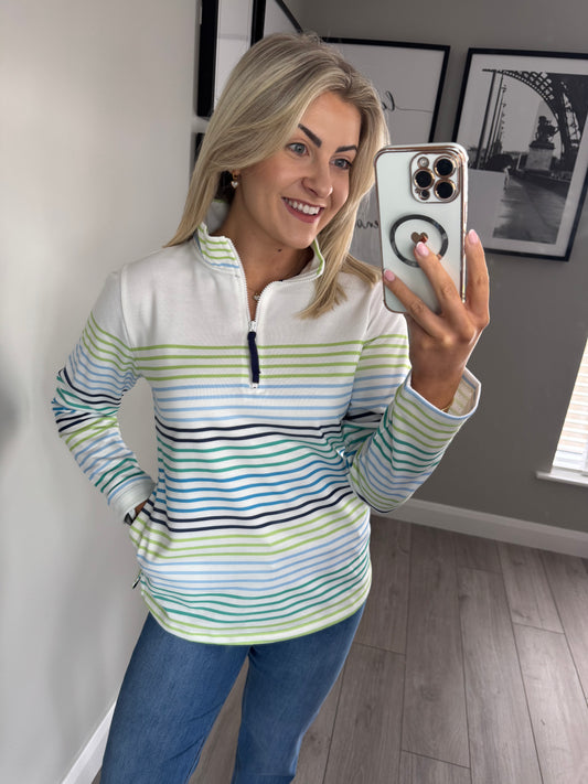 Green/Blue Multi Striped Quarter Zip