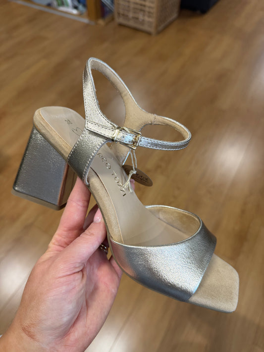 Marco Tozzi Gold Block Heeled Sandal