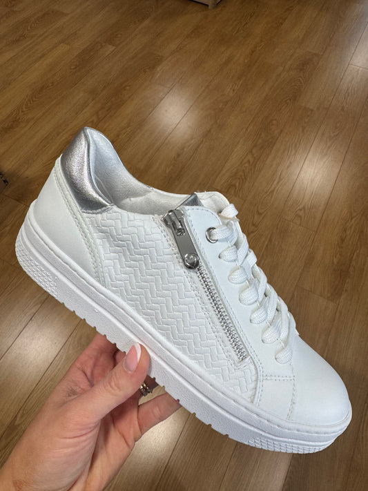 Marco Tozzi White Lightweight Zip Trainer