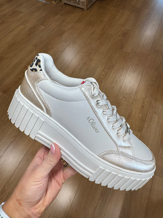 S. Oliver Beige/Leopard Platform Trainer