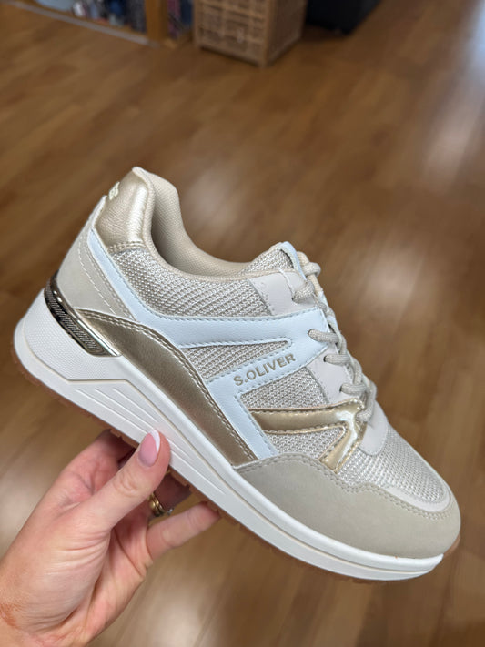 S. Oliver Beige Wedge Trainer