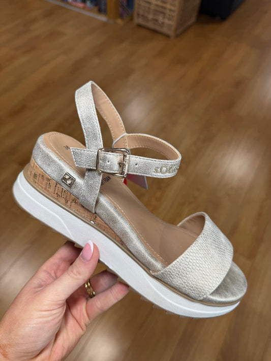 S. Oliver Champagne Wedge Sandal