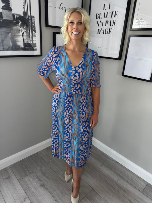 Glitz Blue/Nude Animal Print Dress