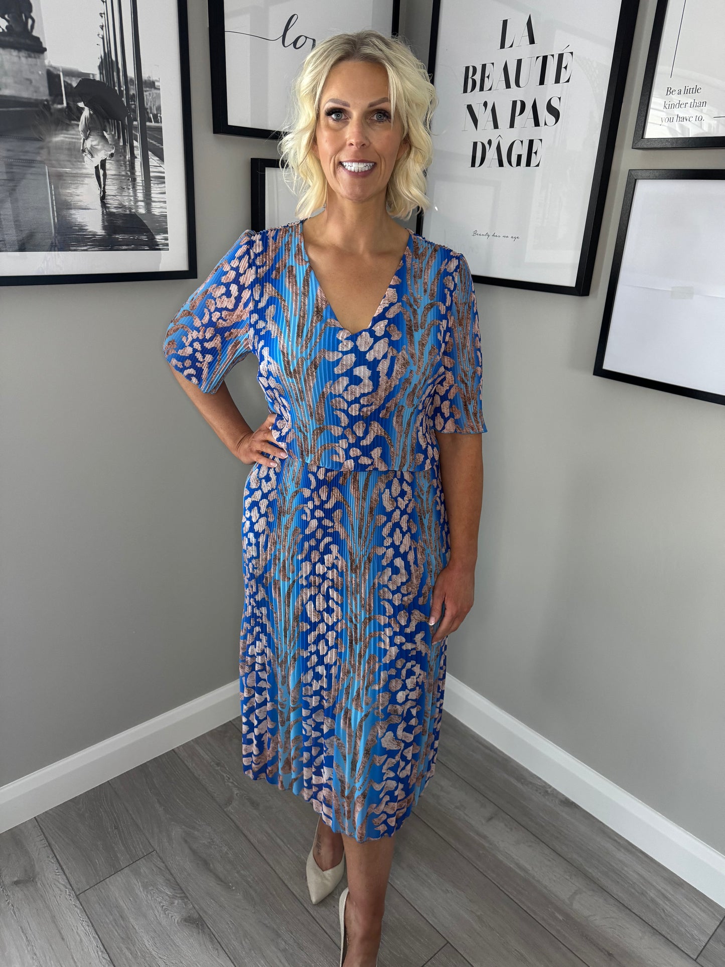 Glitz Blue/Nude Animal Print Dress