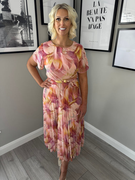 Glitz Peach Pleat Dress