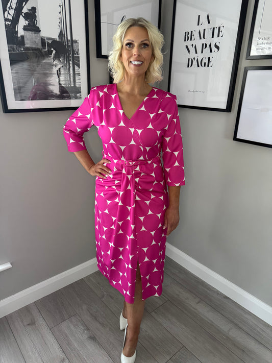 Coco Doll Fuchsia/Off White Print Dress