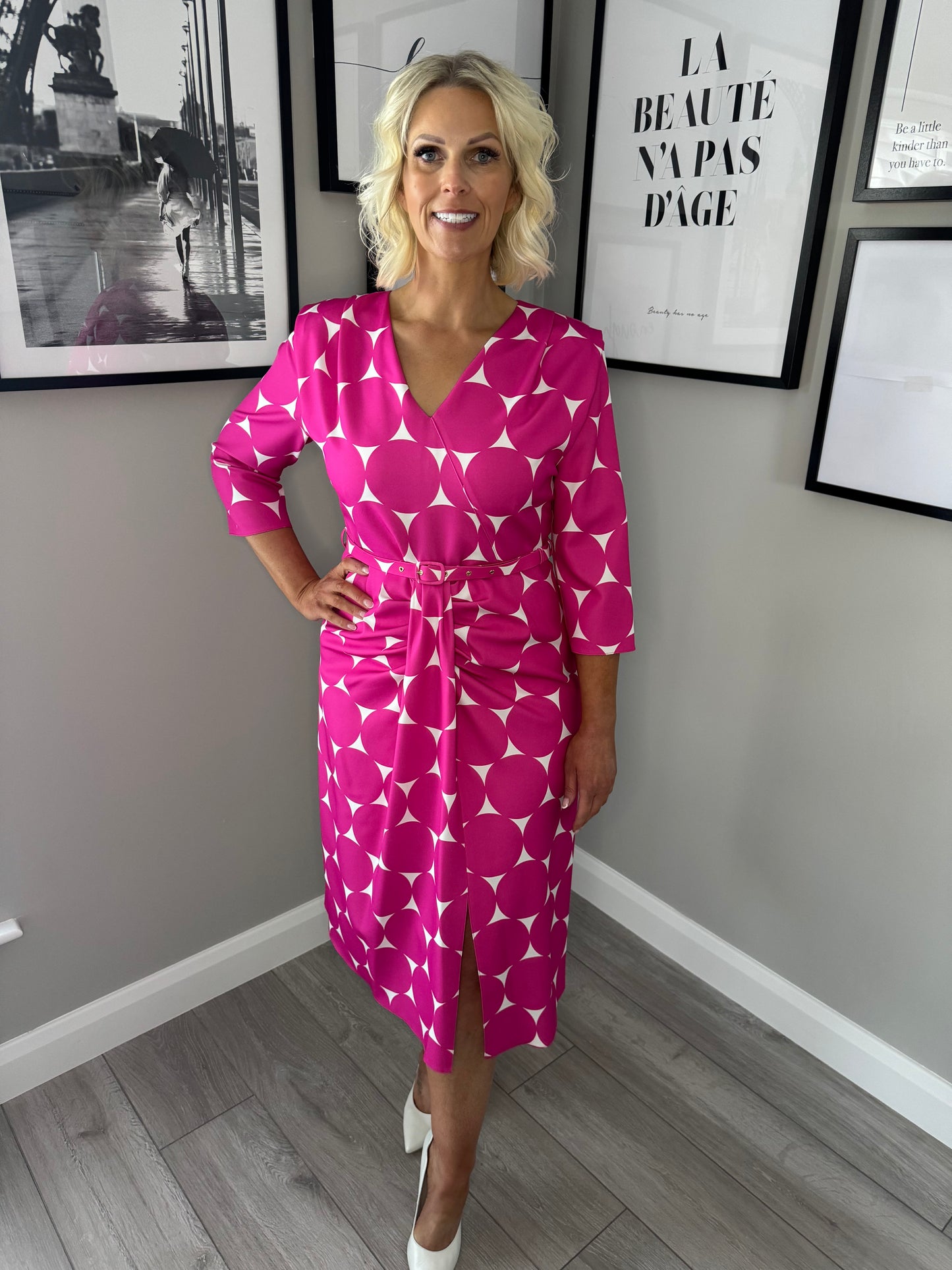Coco Doll Fuchsia/Off White Print Dress