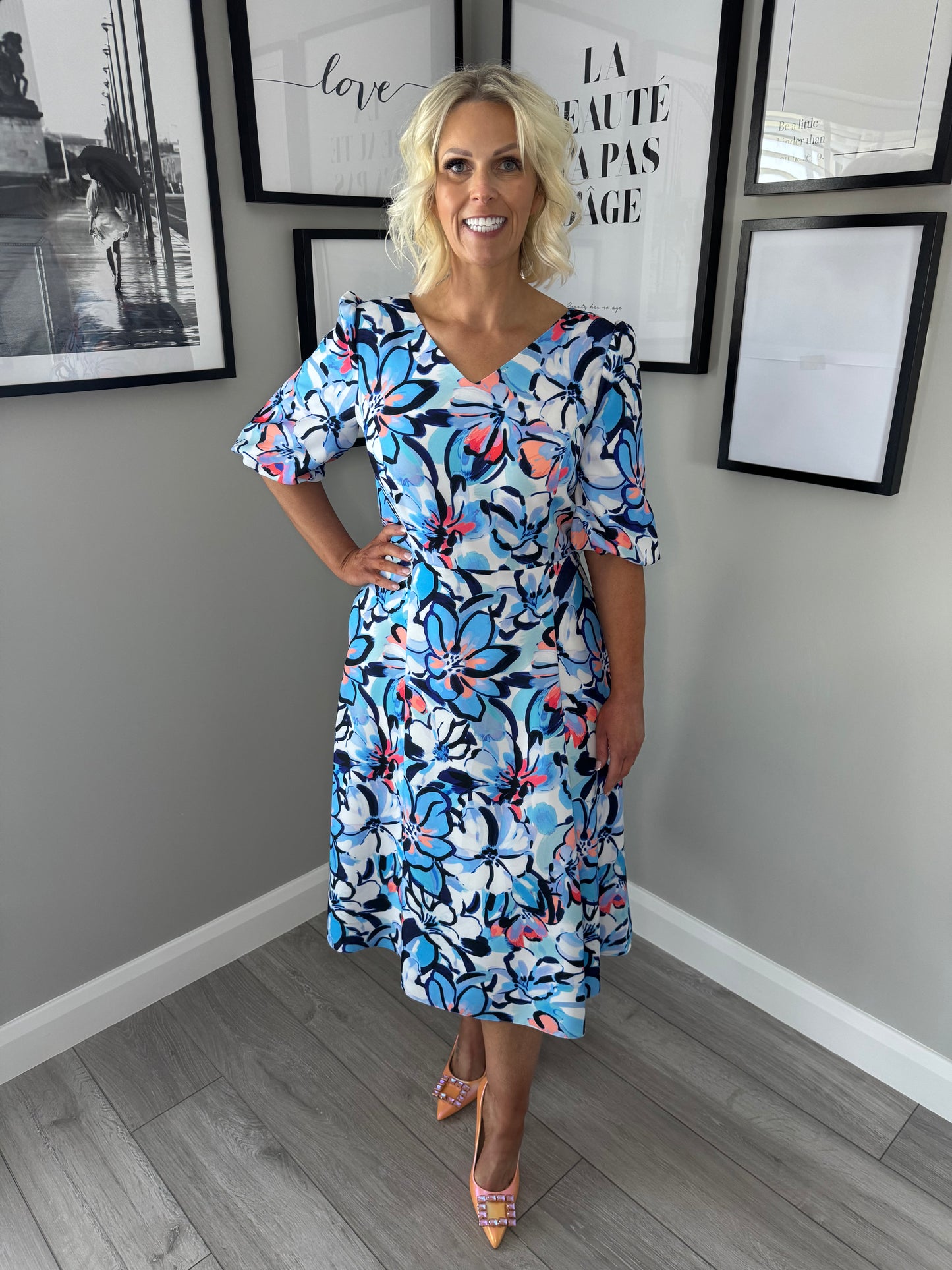Coco Doll Blue/Orange Floral Dress