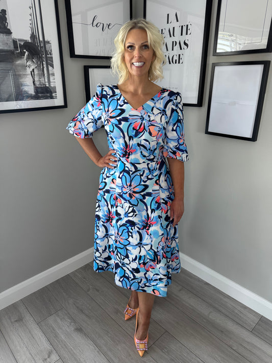 Coco Doll Blue/Orange Floral Dress