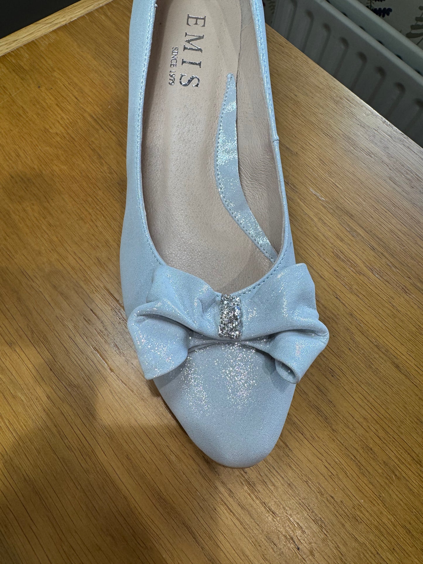 Emis Silver Shimmer Block Heel Court