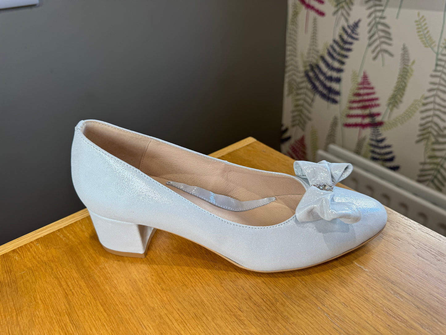 Emis Silver Shimmer Block Heel Court