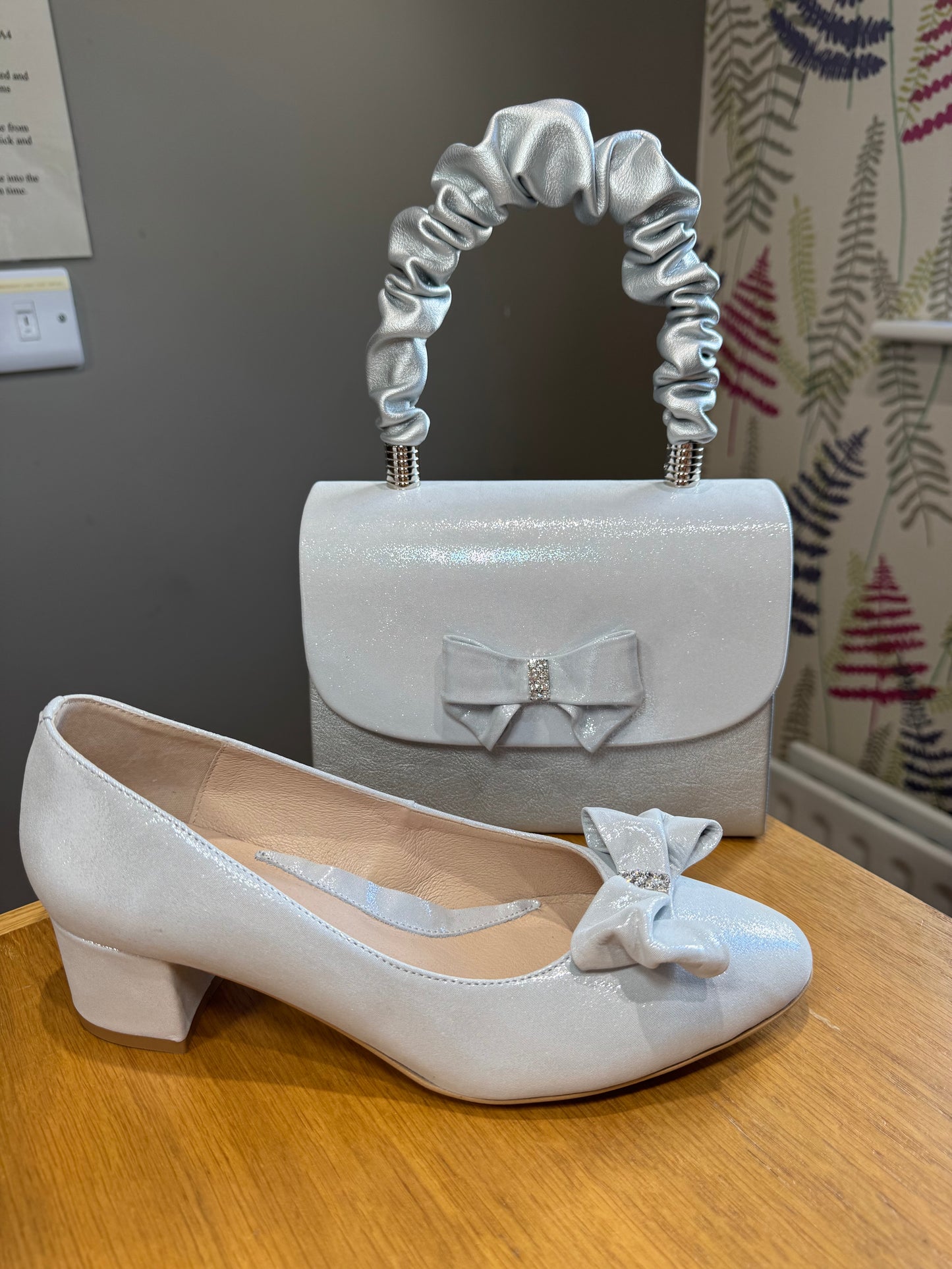 Emis Silver Shimmer Block Heel Court
