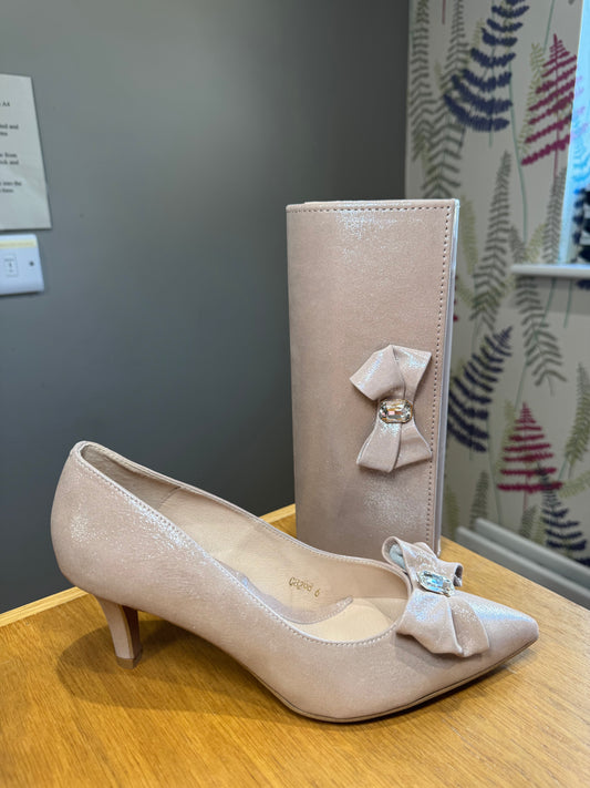 Emis Blush Shimmer Mid Heel Court