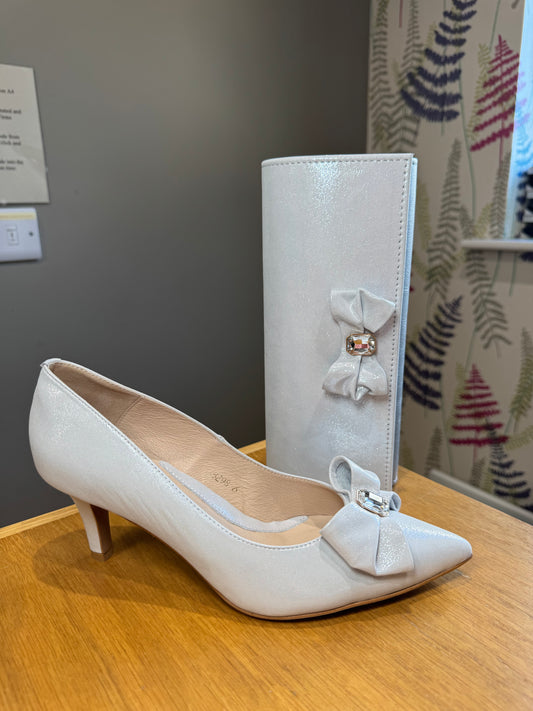 Emis Silver Shimmer Mid Heel Court