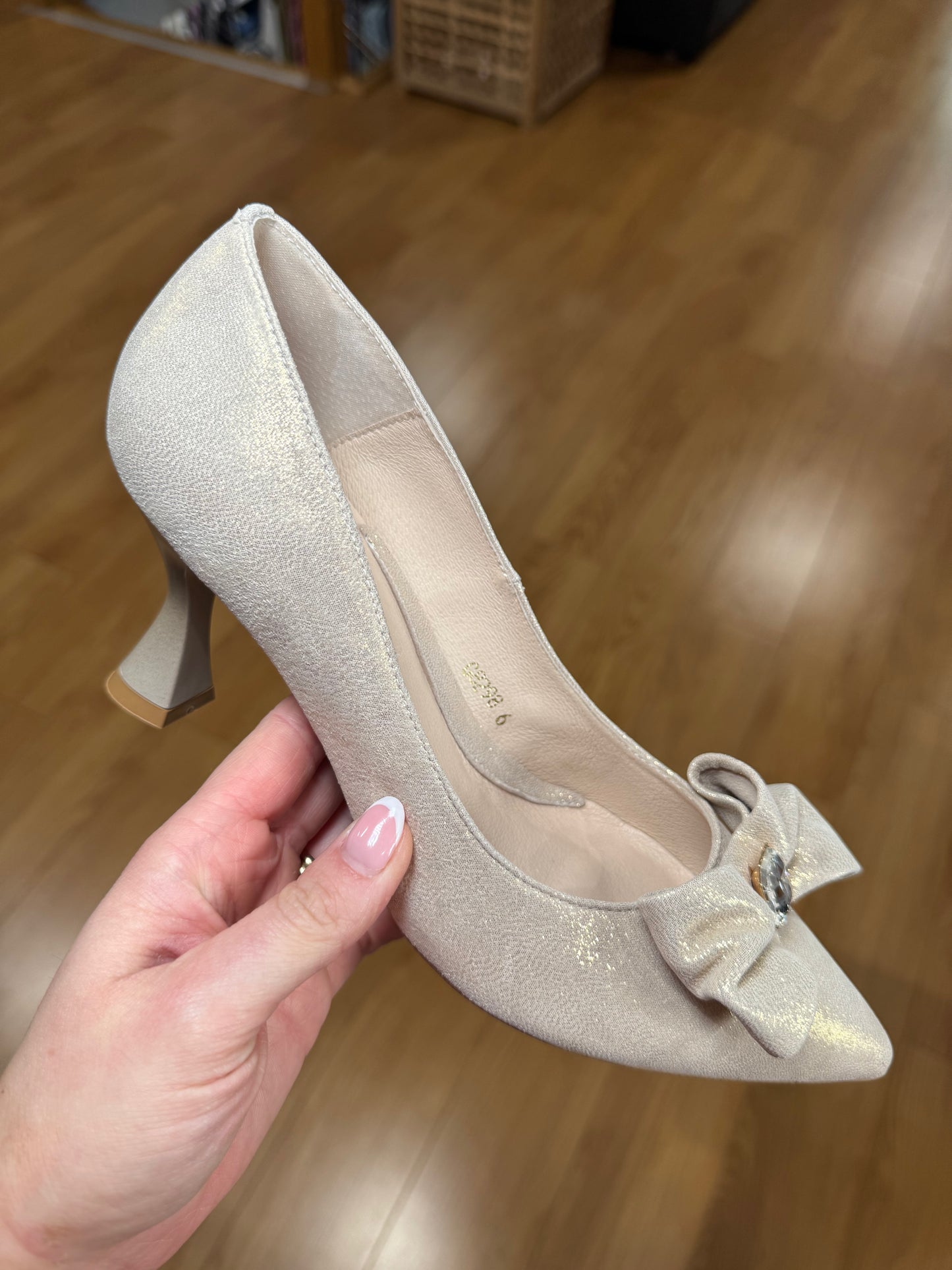 Emis Gold Shimmer Gold Mid Heel Court