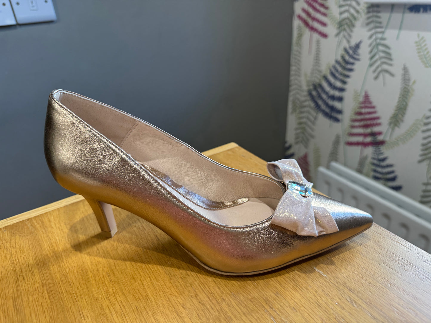 Emis Rose Gold Metallic Mid Heel Court
