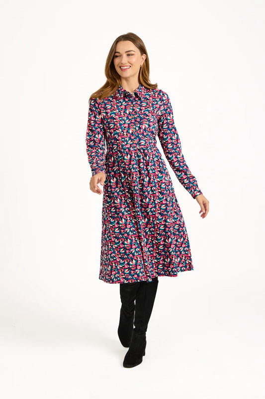 Pink Floral Print Jersey Dress
