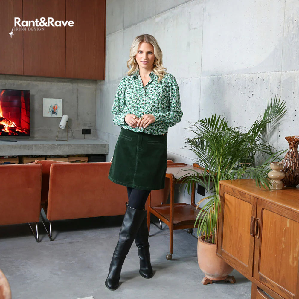 Rant & Rave Ora Forest Green Cord Skirt