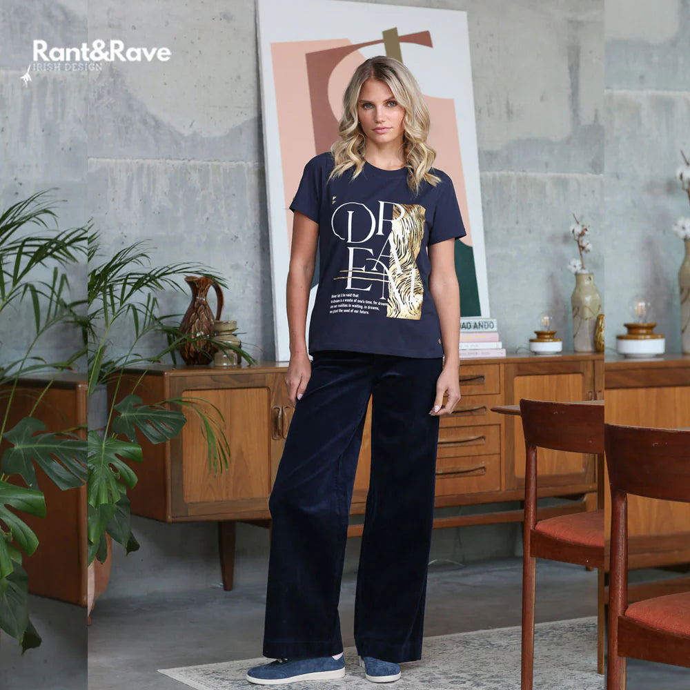 Rant & Rave Rochelle Navy Wide Leg Cord