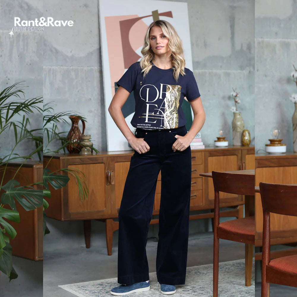 Rant & Rave Rochelle Navy Wide Leg Cord