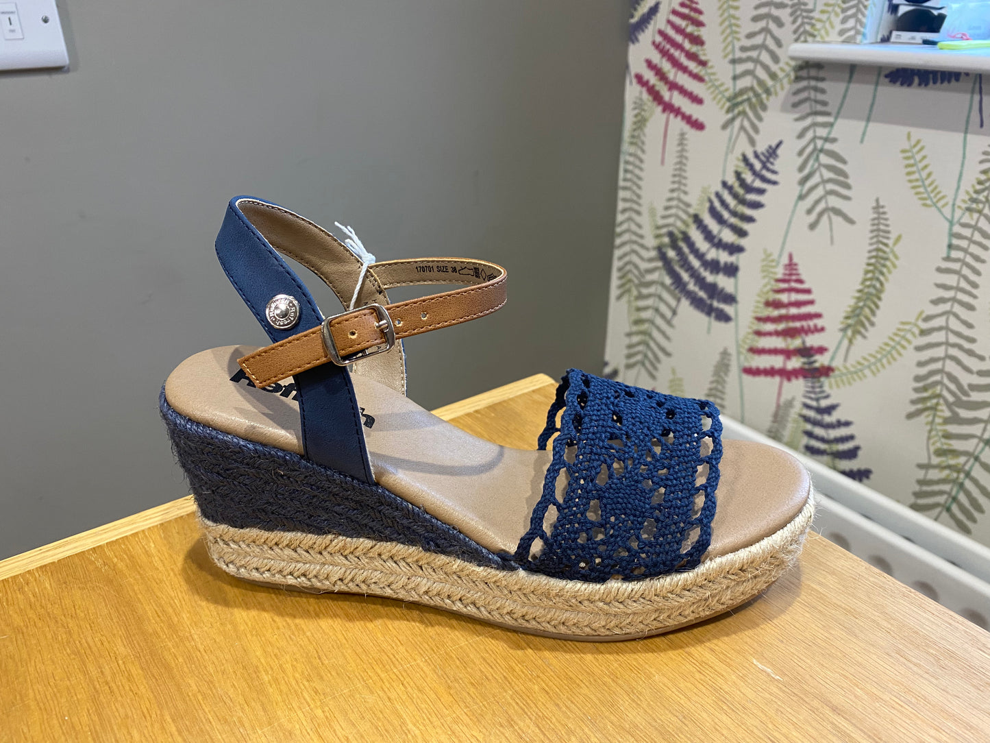 Refresh Navy Lace Espadrille Wedge