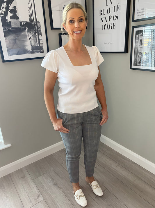 Freequent Grey Checked Trouser