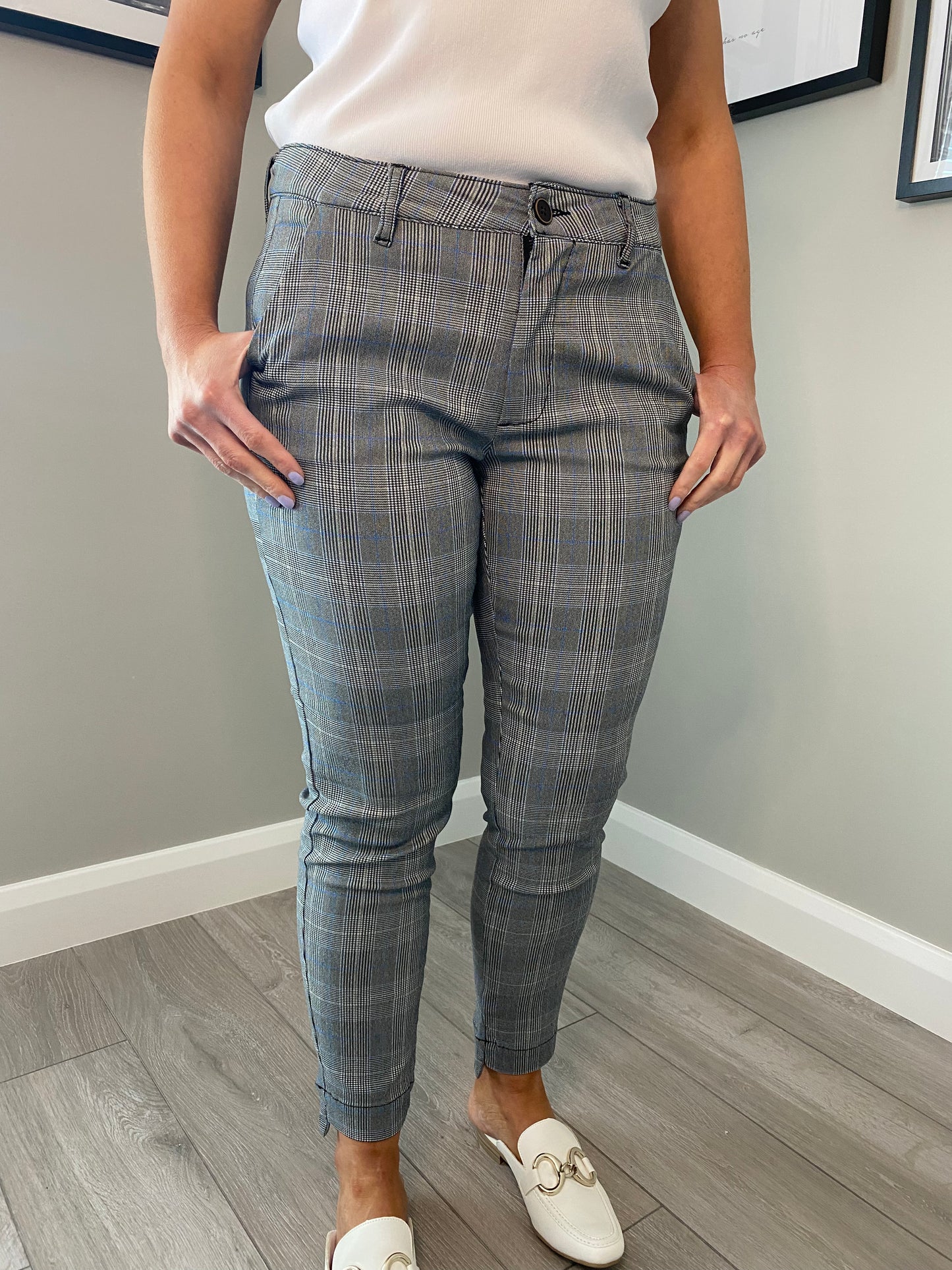 Freequent Grey Checked Trouser