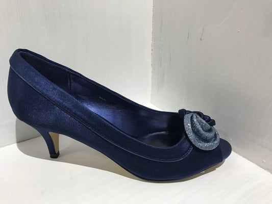 Lunar Ripley Navy Low Heeled Shoe - MJ Shoes